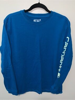 Carhartt Blue Long-Sleeve Logo Sleeve Tee